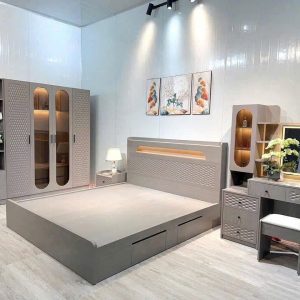 Combo giường tủ gỗ công nghiệp soi trám