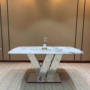 Bàn Ăn Chân V Inox 304 Khung iNOX Hàng Nhập Nguyên Chiếc