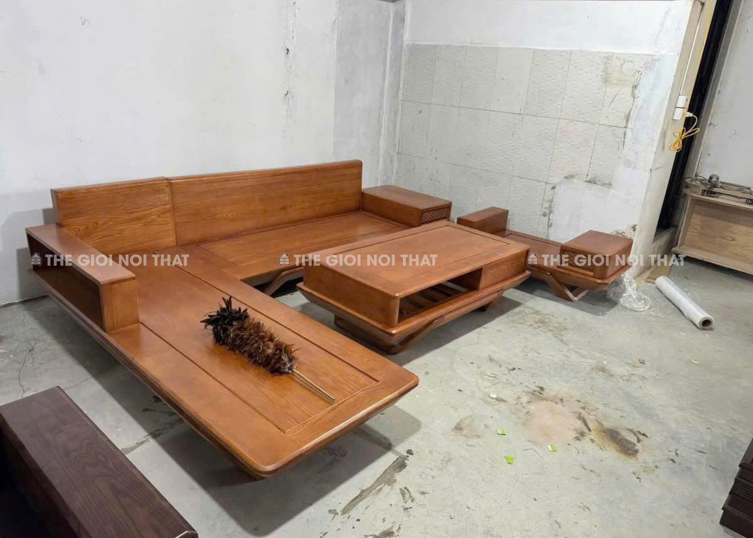 Bộ Sofa Gỗ Sồi Chữ L Hiện Đại 2