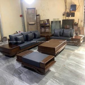 Bộ sofa 2 văng chân thuyền cong