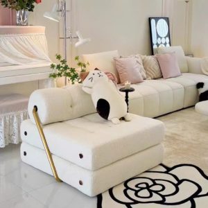 Ghế sofa đơn phòng khách căn hộ nhỏ khối đậu phụ Taji giường sofa gấp đa năng kiểu kem mô-đun ghế sofa lười