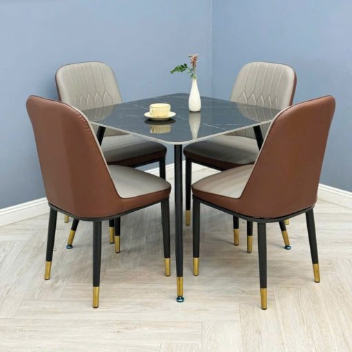 Bộ Bàn Ăn Vuông Mặt Đá Ceramic 4 Ghế Monet Nhập Khẩu - Ảnh 3