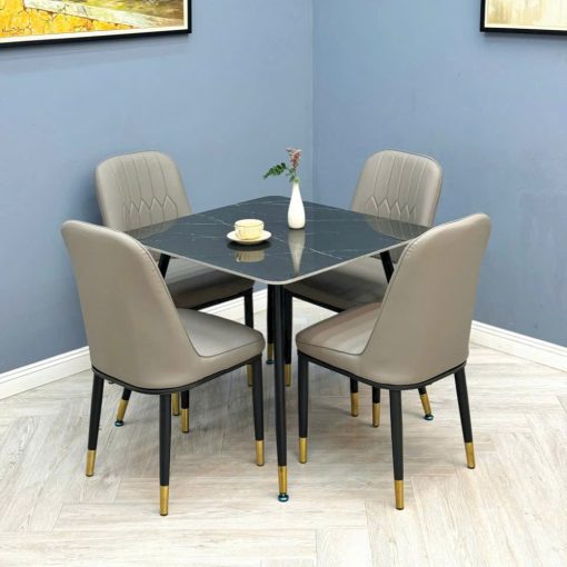 Bộ Bàn Ăn Vuông Mặt Đá Ceramic 4 Ghế Monet Nhập Khẩu - Ảnh 5