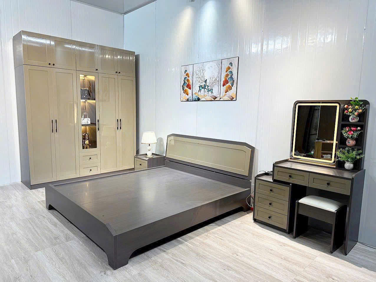 Combo giường tủ gỗ công nghiệp soi trám - Ảnh 3